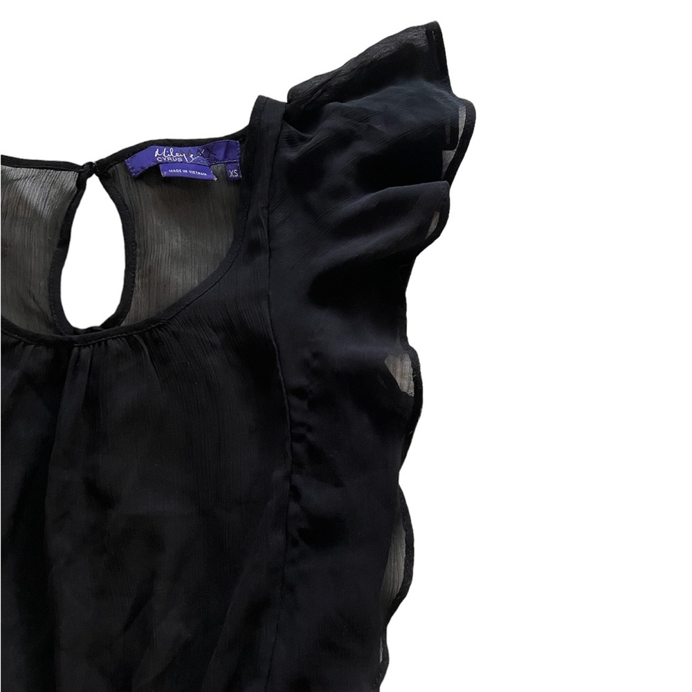*SALE* Sheer Ruffle Sleeveless Peplum Dress Top with Keyhole - Picture 3 of 3